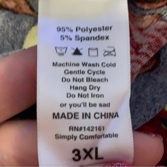 LuLaRoe Long Sleeve Top - Navy, Red, White Floral - Picture 5 of 5